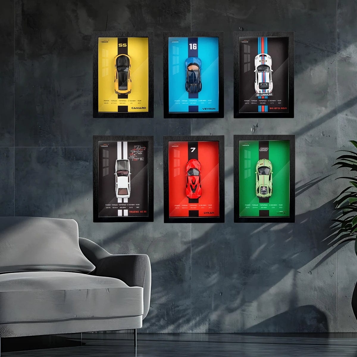 Collectible Die-Cast Supercar Frames