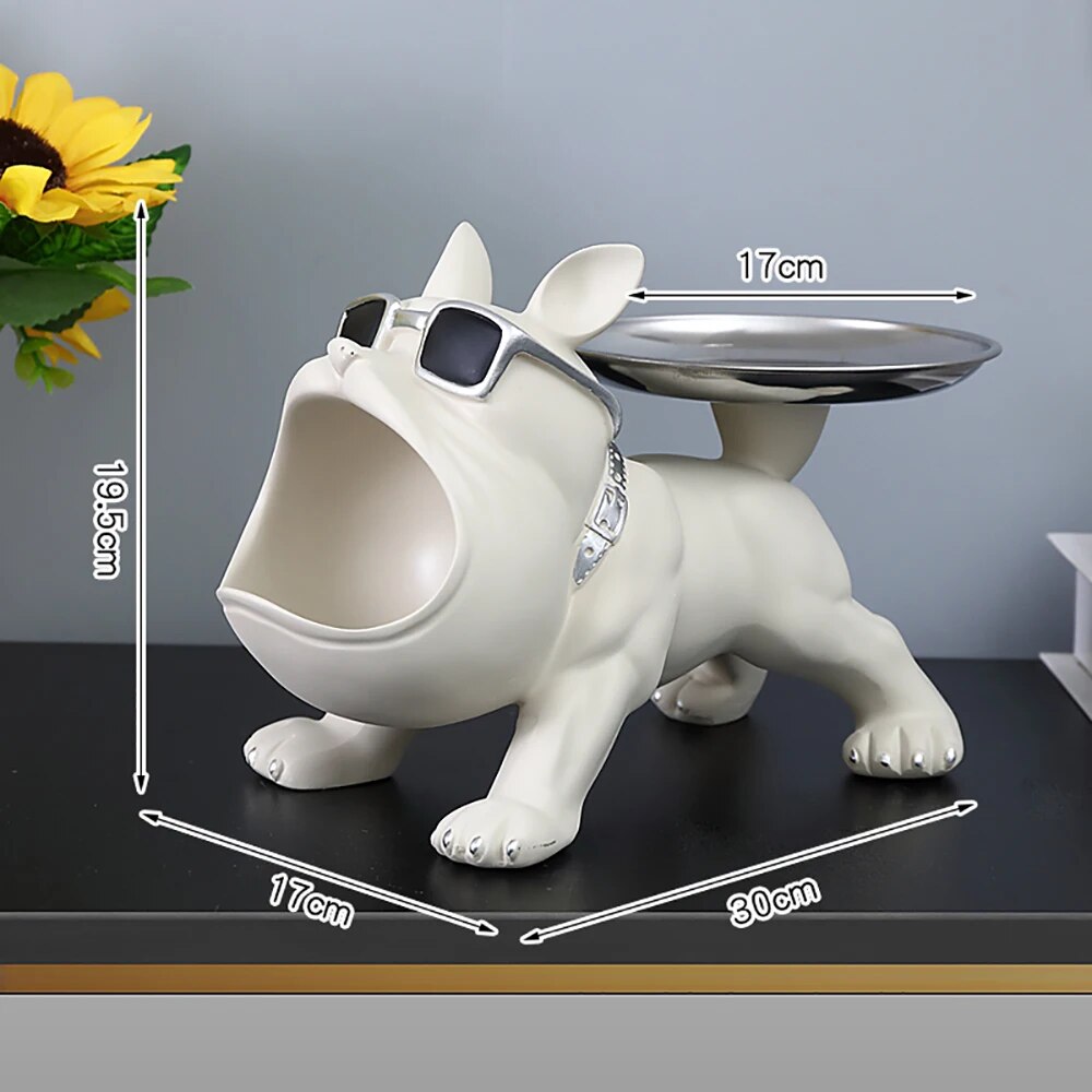 Cartoon Frenchie Butler Statue