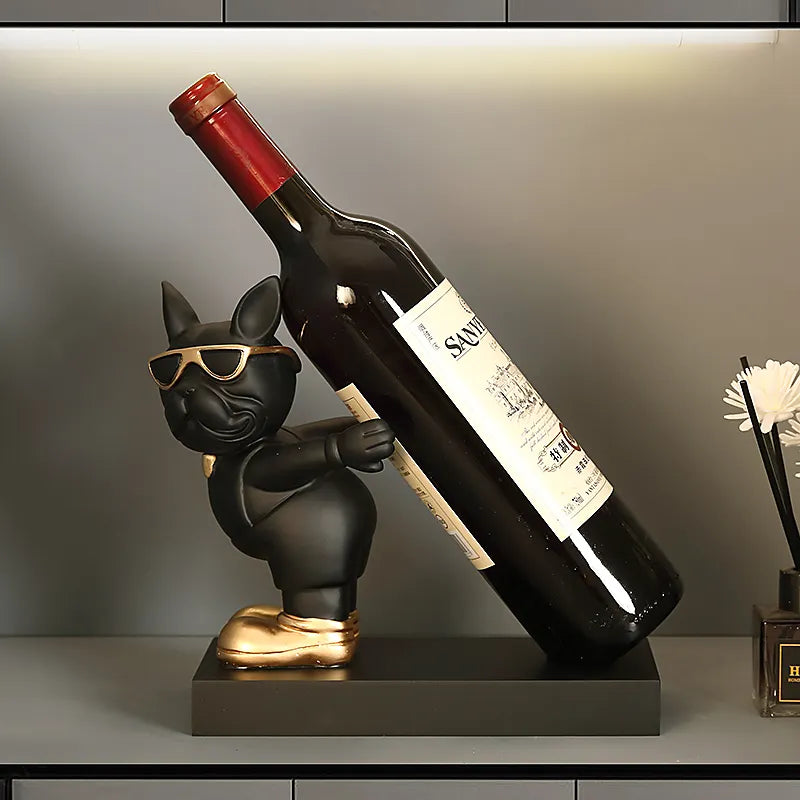 Frenchie Wine Rack Statue