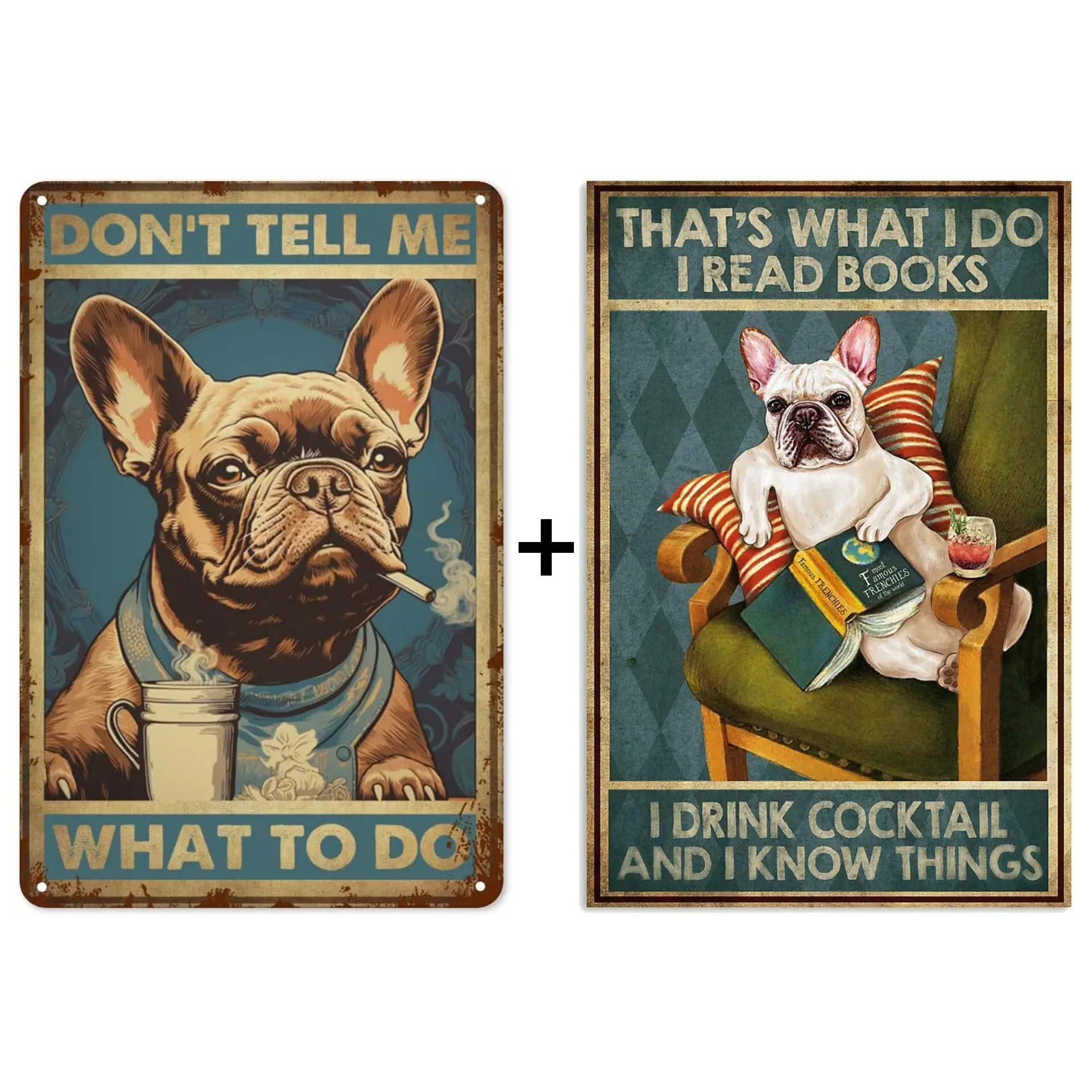 Frenchie Metal Tin Sign Wall Decor