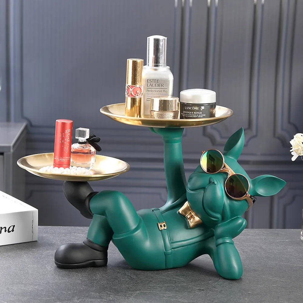 Cartoon Frenchie Butler Statue