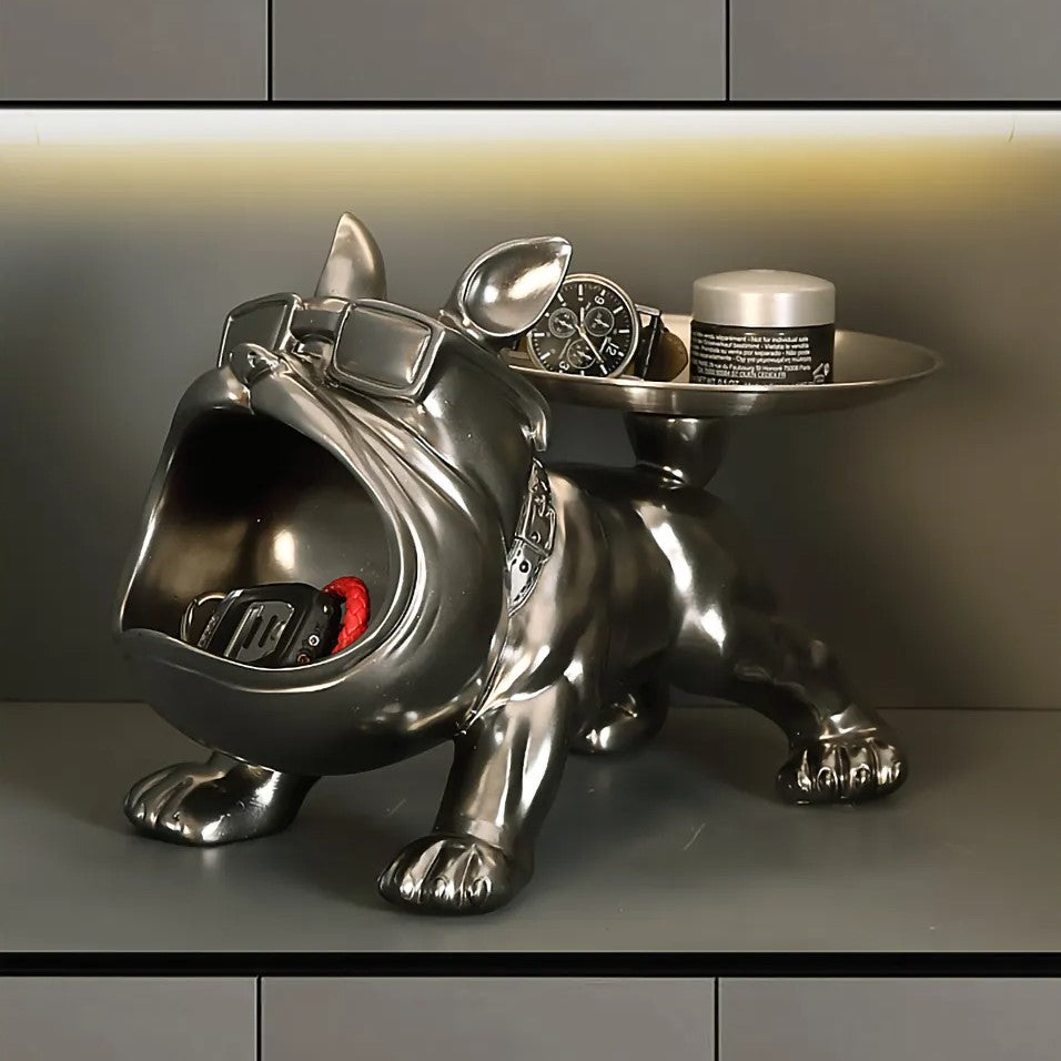 Cartoon Frenchie Butler Statue