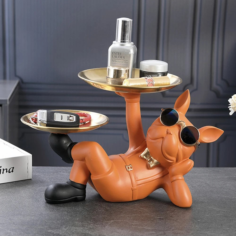 Cartoon Frenchie Butler Statue