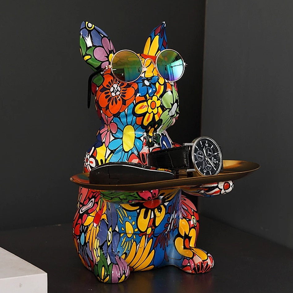 Cartoon Frenchie Butler Statue