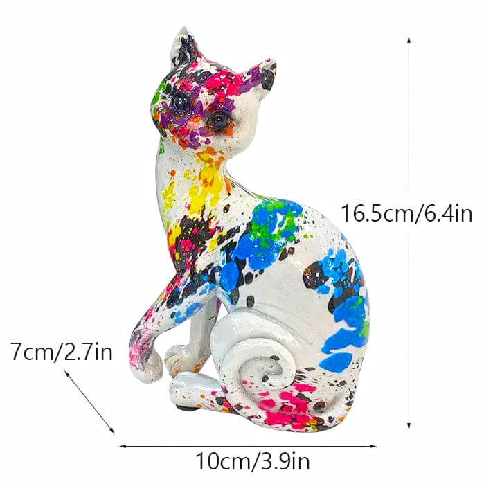 Graffiti Painted Cat Statue