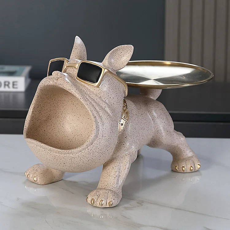 Cartoon Frenchie Butler Statue