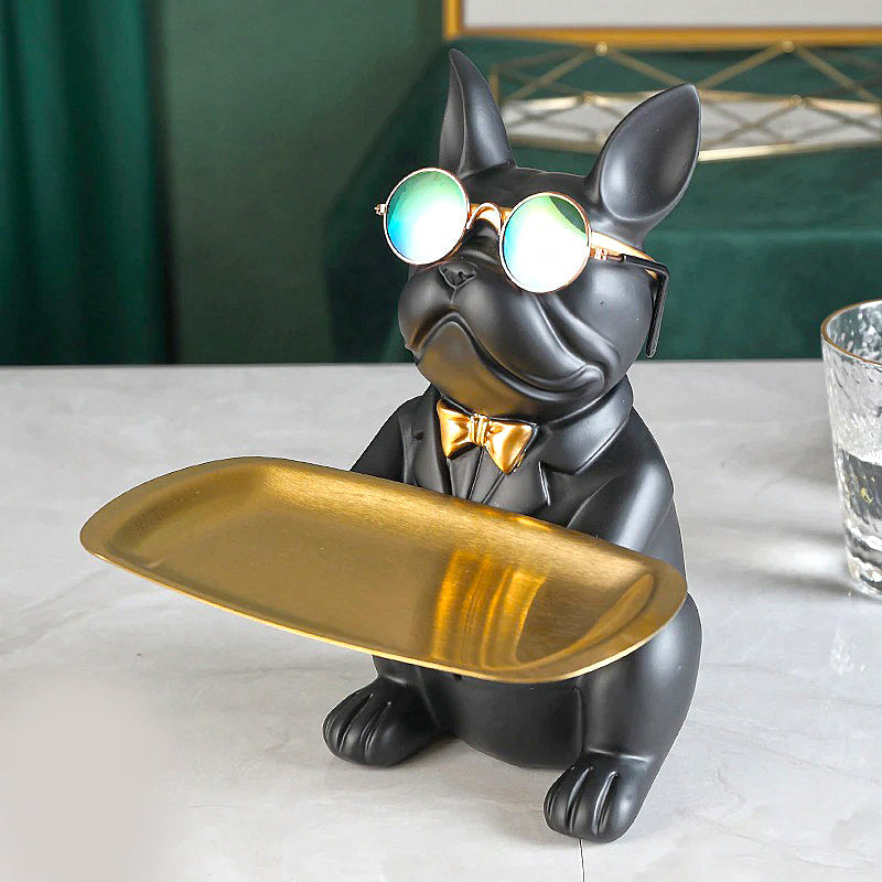 Cartoon Frenchie Butler Statue