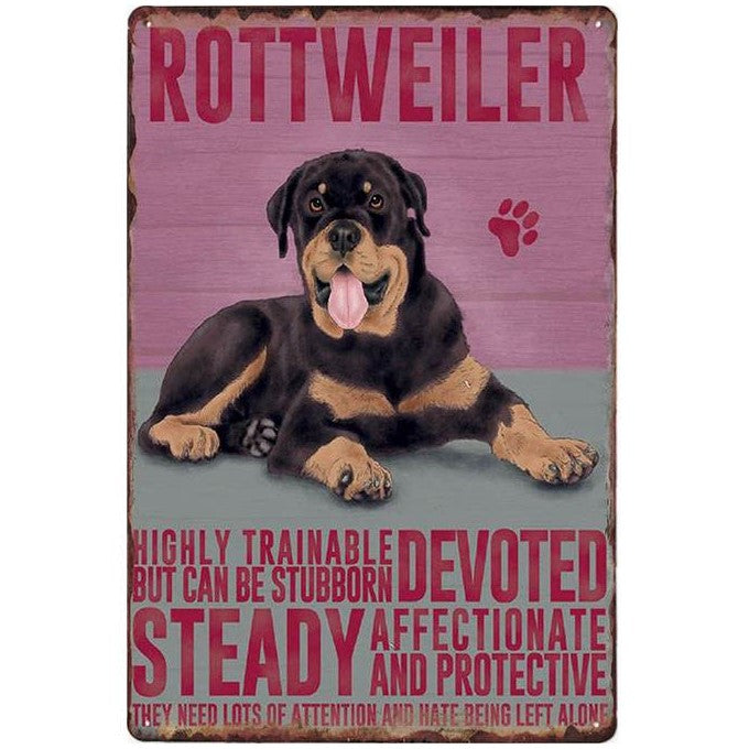 Dog Attributes Metal Tin Signs