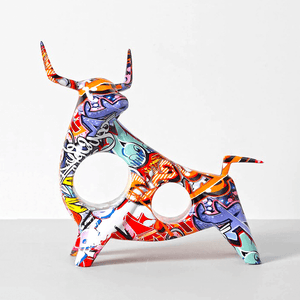 Graffiti Painted Bull Statue