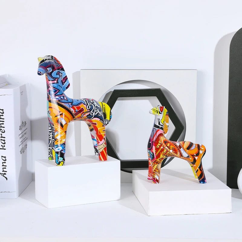 Nordic Painted Llama Statue (Pair)