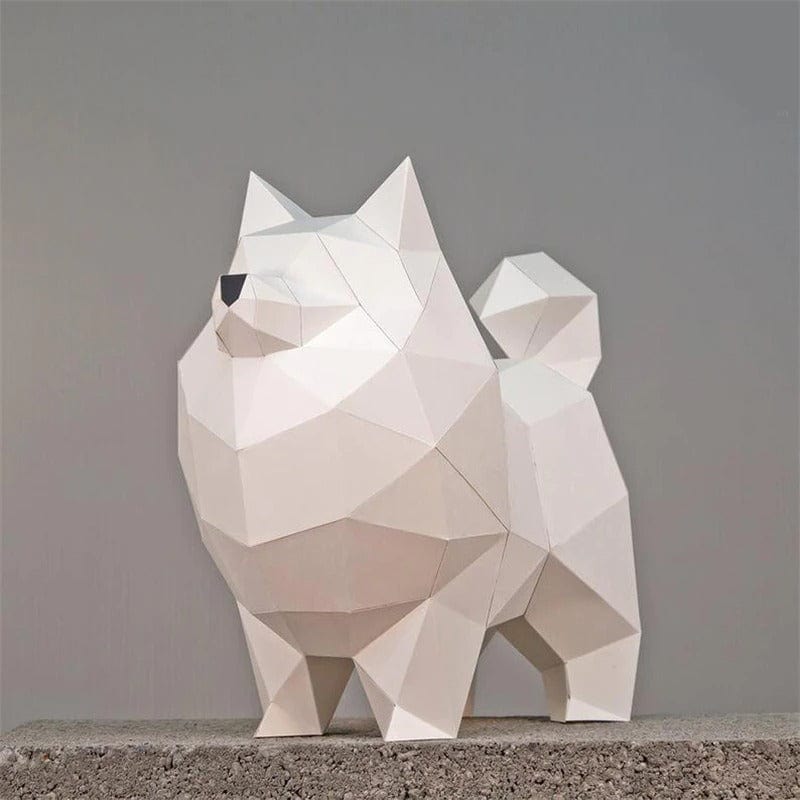 Pomeranian 3D Low Poly Papercraft