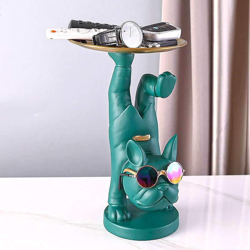 Frenchie Yoga Tray Statue