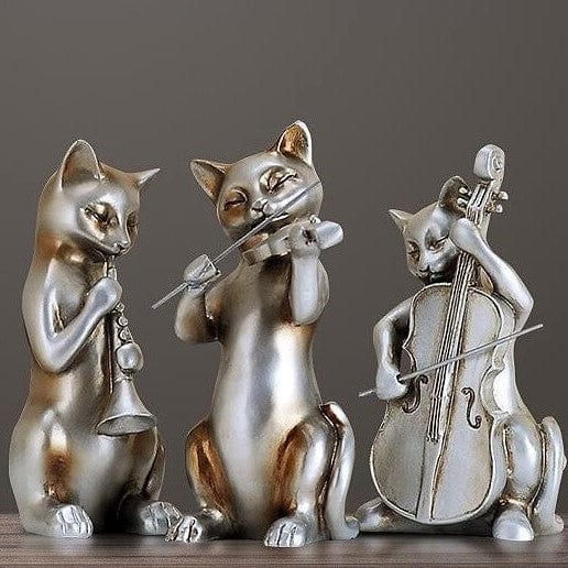 Musical Cat Statue Set