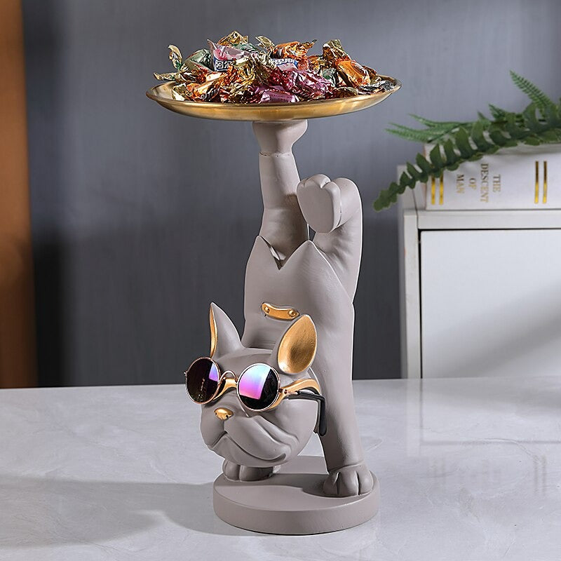 Frenchie Yoga Tray Statue