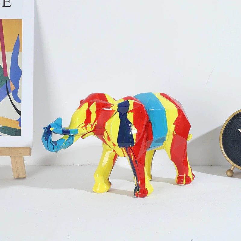 Geometric Painted Elephant Statue