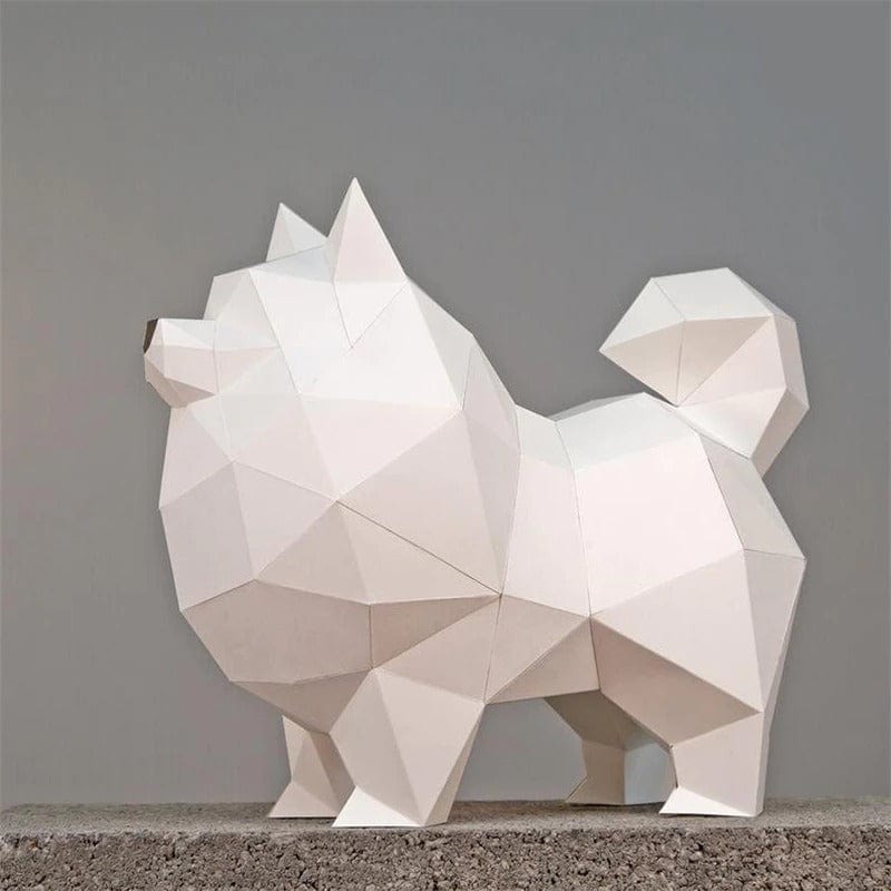 Pomeranian 3D Low Poly Papercraft