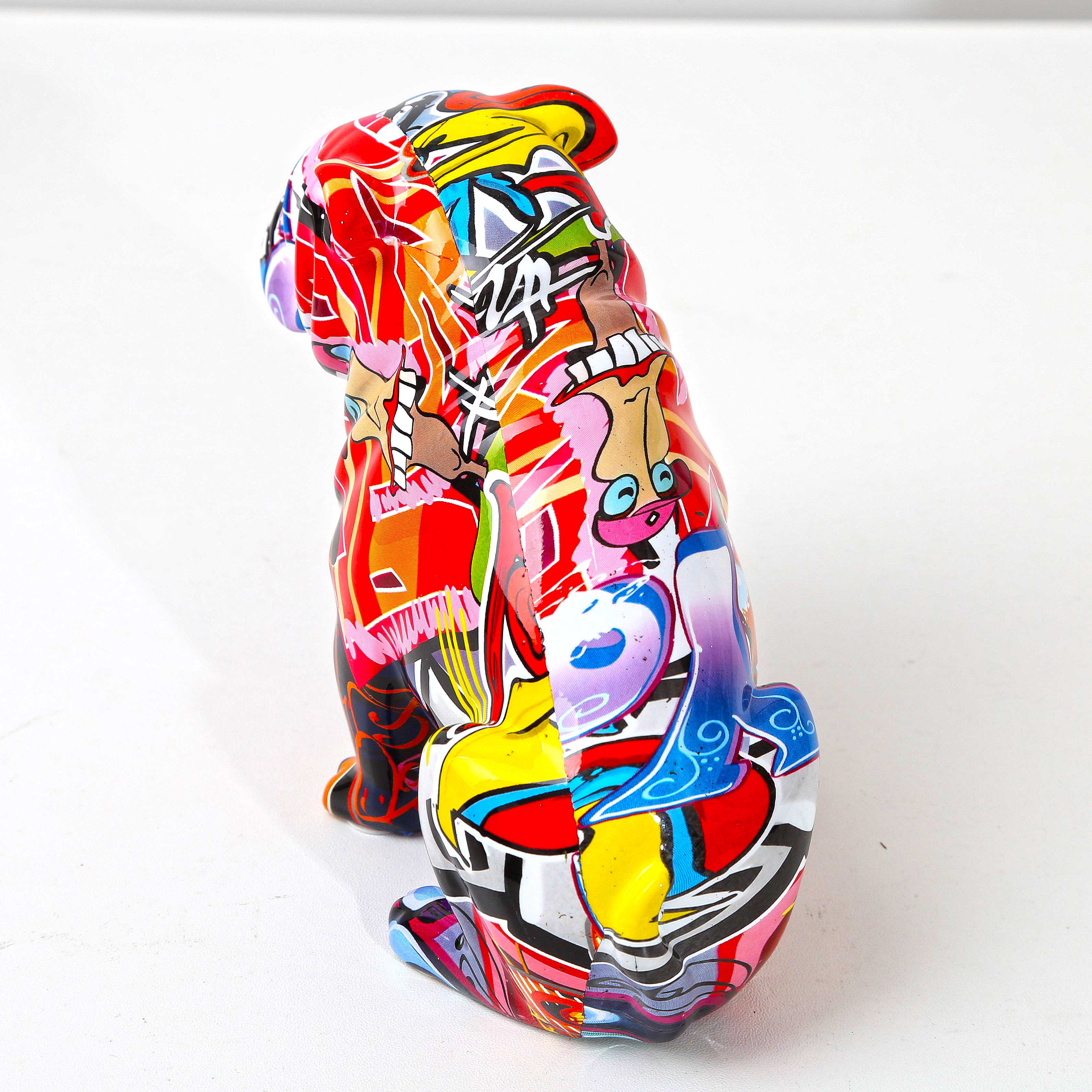 Graffiti Painted Bulldog Figurine