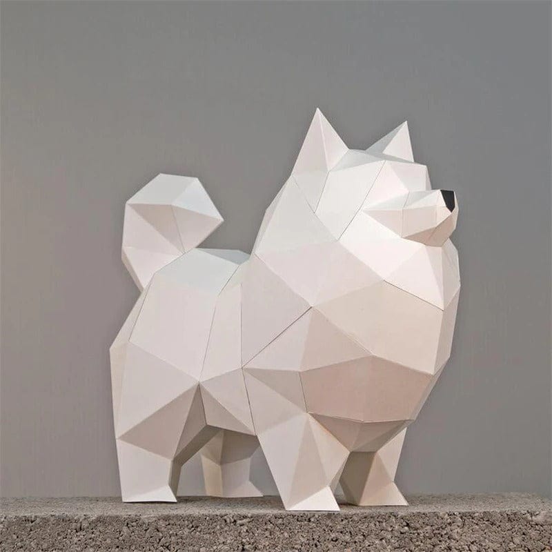 Pomeranian 3D Low Poly Papercraft