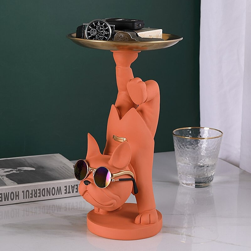 Frenchie Yoga Tray Statue