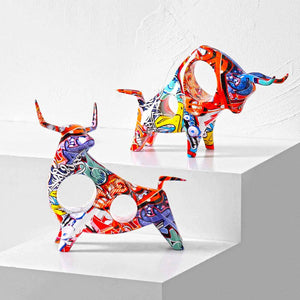 Graffiti Painted Bull Statue