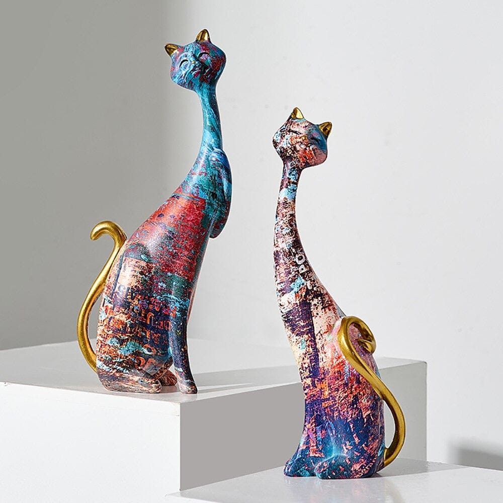 Oil Painted Cat Statues